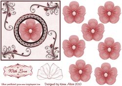 3D Silk Flower Embellishment in Red and Card Front