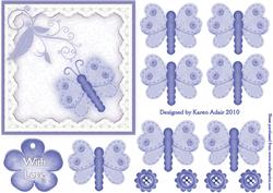 3D Blue Button Butterfly Embellishment and Card Front