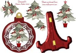 Bauble Shaped Plate Card with Christmas Tree Decoupage