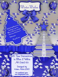 3D Christmas Tree Decoration in Blue and White A4 Card Kit
