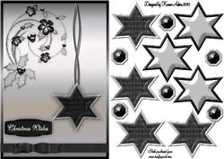 3D Christmas Star Embellishment in Black and Silver