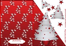Christmas Tree in Red with Decoupage Cut and Fold Quick Car
