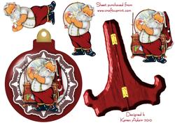 Bauble Shaped Plate Card with Santa Decoupage
