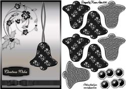 3D Christmas Bell Embellishment in Black and Silver