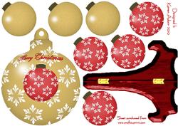 3D Bauble in Red and Gold on Bauble Shaped Plate Card