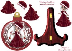 Bauble Shaped Plate Card with Little Miss Santa Decoupage