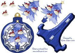 Bauble Shaped Plate Card and Stand with Tree Decoupage