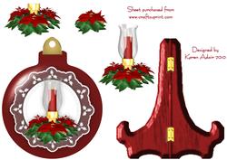 Bauble Shaped Plate Card and Stand with Candle Decoupage
