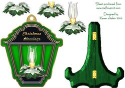 Lantern Shaped Plate Card and Stand with White Candle