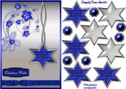 3D Christmas Star Embellishment in Blue and Silver