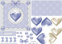 3D Heart 'n Battenburg Lace Easel Card in Blue