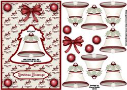 3D Cream Christmas Bell Dangler Embellishment and Card Front