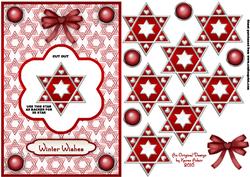 3D Red Christmas Star Dangler Embellishment and Card Front