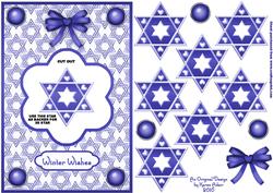 3D Blue Christmas Star Dangler Embellishment and Card Front