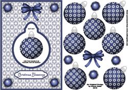 3D Blue Christmas Bauble Dangler Embellishment