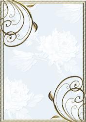 Embossed Roses and Gold Swirls A4 Card Front in Blue