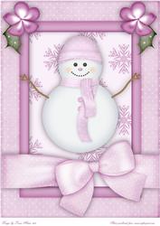 Christmas Snowlady A4 Card Front in Pink