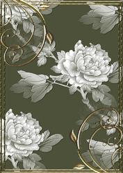 Embossed Roses with Gold Swirls and Frame in Deep Green