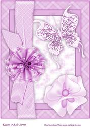 Butterfly, Bloom 'n Bow in Pink A4 Card Front