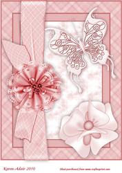 Butterfly, Bloom 'n Bow in Rose A4 Card Front