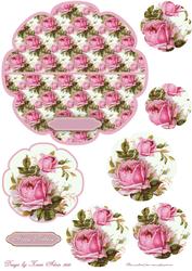 Pink Roses Rocker Card with Pyramid Topper