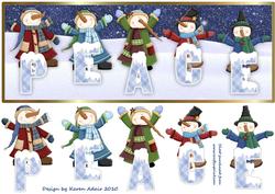 Peaceful Snowmen Dl Card Front with Step by Step
