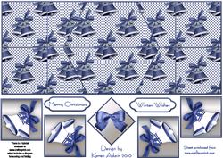 Christmas Bells in Blue Double Diamond Fold Card