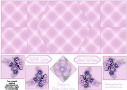 Silk Flowers in Pink Double Diamond Fold Card