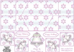 Christmas Bells in Pink Double Diamond Fold Card
