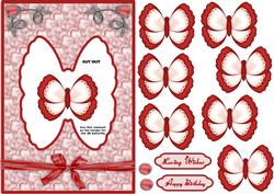 3D Butterfly in Red Dangler Embellishment and Card Front