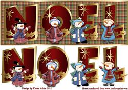 Whimsy Snowmen's Noel - Large Dl Card Front and Step by Step