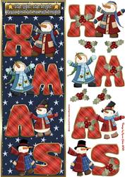 Snowmen's Xmas Large Dl Card Front and Step by Step