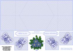 Blue Flowers and Butterflies Double Diamond Fold Card