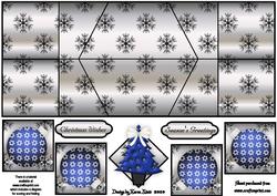 Blue Tree on Silver and Black Double Diamond Fold Card