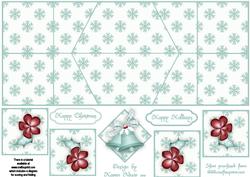 Christmas Bells in Green Double Diamond Fold Card