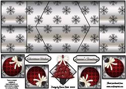 Red Tree on Silver and Black Double Diamond Fold Card