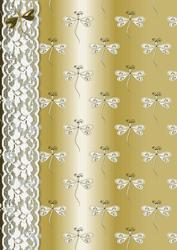 Dragonflies 'n Lace Background/card Front in Gold