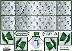 Jolly Snowman in Green Double Diamond Fold Card