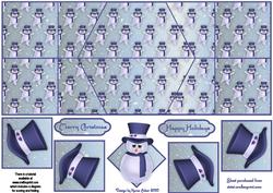 Jolly Snowman in Blue Double Diamond Fold Card