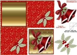 Red Christmas Bells 'n Holly Diamond Fold Card