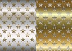 Christmas Flourish Stars in Silver and Gold Backgrounds