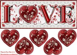Valentine Love Large Dl Card Front with 3D Heart