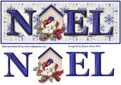 A Noel Nest in Blue Large Dl Card Front and Step by Step