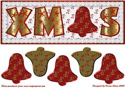 Xmas Bell 2 Large Dl Card Front with 3D Bell Embellishment