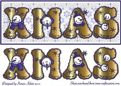 Xmas Snowmen in Blue Large Dl Card Front and Step by Step