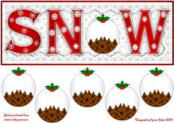 Snow Pudding Large Dl Card Front N 3D Pudding Embellishment
