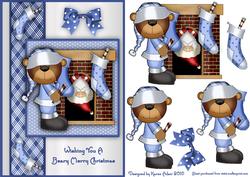 A Beary Merry Christmas Card Front with Step by Step