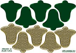 3D Bell Tree Decoration in Green and Gold