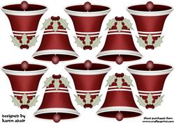 3D Holly Bell in Red Tree Decoration