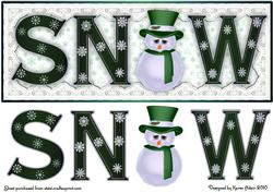 Snowman Snow in Green Large Dl Card Front with Step by Step